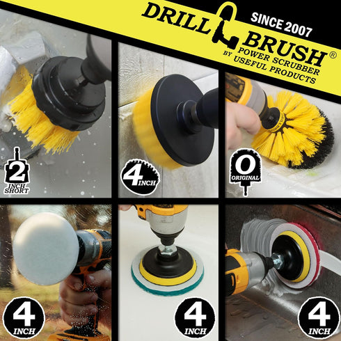 Drillbrush Set Power Scrubber Brush - Drill Brush Attachment - Grout Brush Drill Attachment - Drill Scrubber Attachment