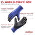 COOLJOB 12/60 Pairs Bulk Safety Work Gloves with Grip, 13 Gauge Ultra-lite PU Dipped Gloves Pack for Gardening, Warehouse Work, Polyurethane Breathable Lightweight Gloves for Men Women, Blue Large
