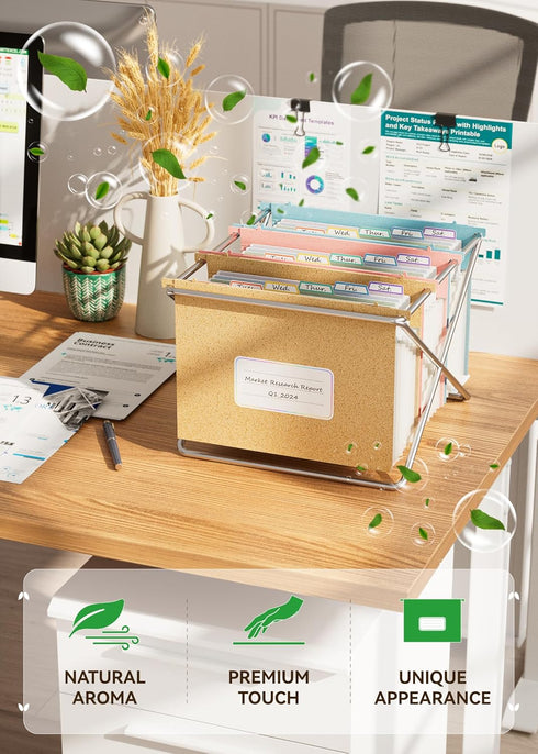 Wheat Straw Expanding Hanging File Folders, 1.2" Accordion Pockets, Large Capacity Letter Size, 100% BPA Free