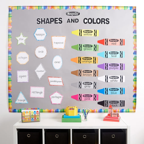 Eureka Crayola Colors and Shapes Classroom Bulletin Board Set, 28 Pieces for Teachers