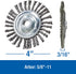Mercer Industries 186010 - 4" x 3/16" x 5/8"-11 Stringer Bead Wire Wheel, .020 Carbon Steel Wire (with metric adapters)
