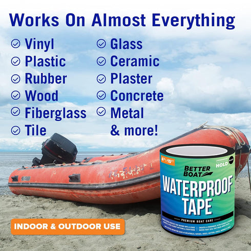 Black Waterproof Tape for Leaks, Heavy Duty Water Proof Tape, 15 Feet x 4 Inches, Marine Grade