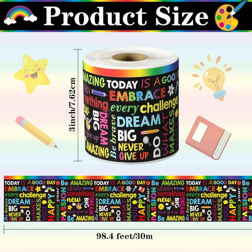 Inspirational Quote Bulletin Board Borders Waterproof Motivational Border Trim Self Adhesive Growth Mindset Bulletin Borders Stickers for Back to School Chalkboard Whiteboard Wall Board Decor (98.4ft) by Pajean