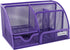 EasyPAG Mesh Office Desktop Organizer with Drawer Metal Stationary Desk Caddy, 6 Compartments,Purple by EasyPAG