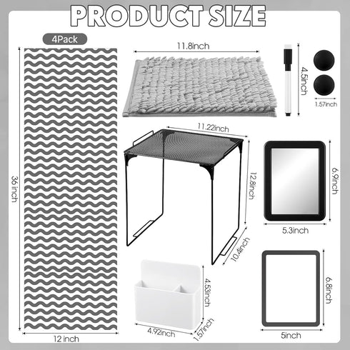 Cholemy 12 Pcs Locker Accessories Set, Magnetic Wallpaper, Carpet, Mirror, Organizer for School Supplies