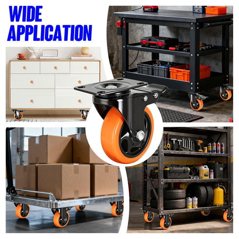 4 Inch Set 4, 2400LB, Caster Wheels, Caster of Dual Locking PU Casters Swivel Casters for Furniture, Workbench & Tool