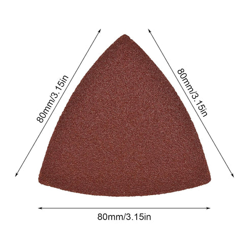 80 Grit Triangular Multitool Sandpaper 80mm for Wood Sanding, Pack of 20, Fit 3-1/8 Inch Oscillating Multi Tool Pads