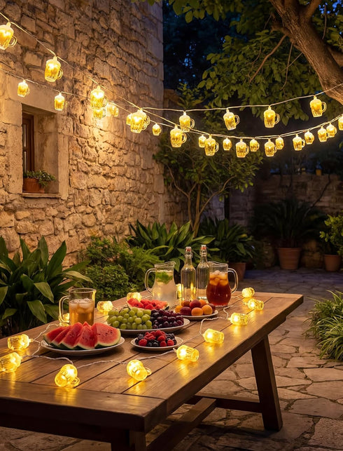 Xingzd 8.5Ft 10 3D Bulbs, Summer Beer Mug Outdoor String Lights, Hawaiian Decor Lights, LED Tropical Beach Camping
