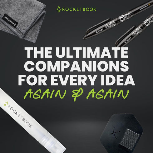 Set 2 Rocketbook Accessory Kit Complete with FriXion Gel Pens, Spray Bottle, Microfiber Cloth & Pen Dock Compatible