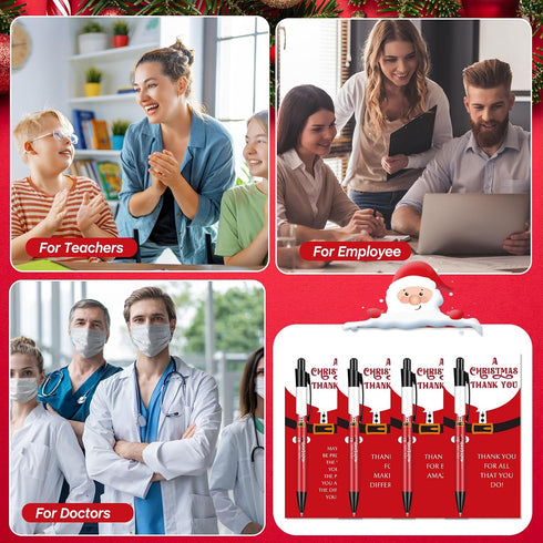 Sayglossy 48 Sets Christmas Employee Appreciation Gifts Bulk, Santa Claus Sublimation Pens with Inspirational Ballpoint