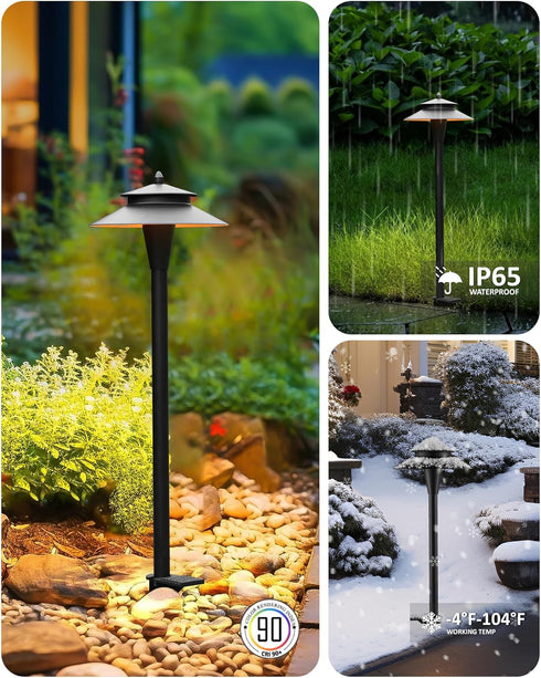 5W 2200K/2700K/3000K/4000K/5000K 20 Inch 12V Pack 1 Pathway Lights Low Voltage, Black, LED Wired Low Voltage Landscape