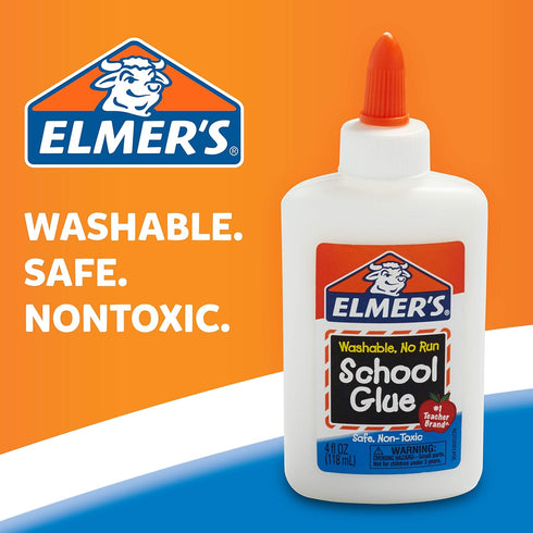 Elmers Liquid School Glue, Slime Glue & Craft Glue, Washable, 4 Ounces Each, 12 Count for Making Slime
