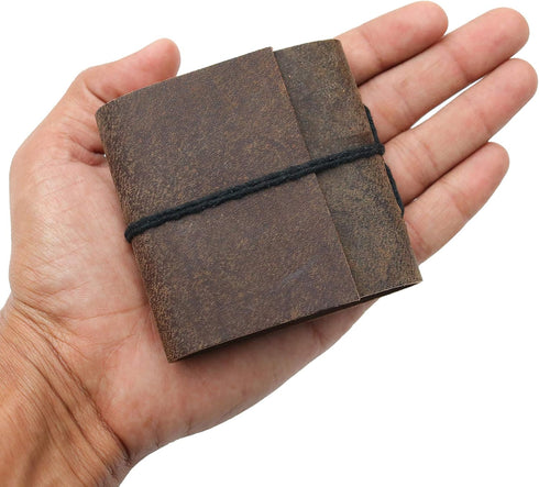 TUZECH Handmade Leather Bound Book of Shadows Mini Scrapbook Notebook, Set of 4, Blank Unlined Small Pocket Diary