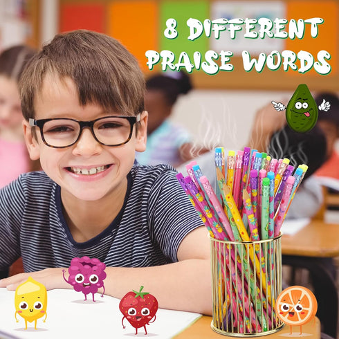Leinuosen 72 Pcs Scented HB Pencils for Kids, Colorful Fun Wood Pencils with Erasers for School Office Classroom