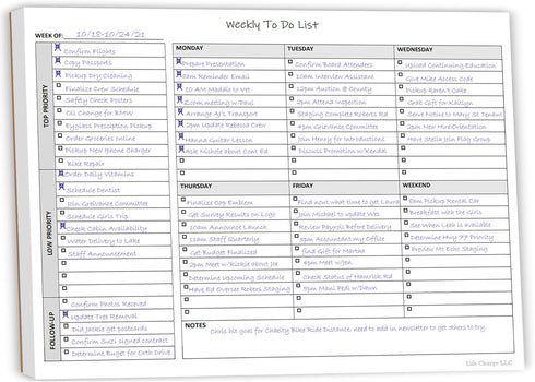Weekly To Do List Notepad, 60 Page Task Planning Pad with Daily Checklist, 11 X 8.5 Desk Notebook for Office