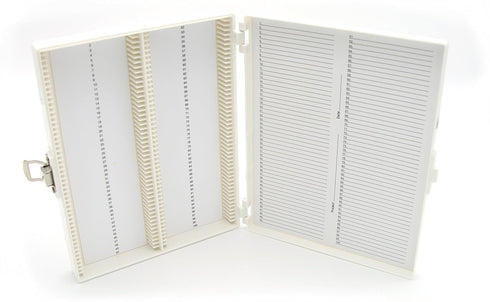 Heathrow Scientific HD15994R White Foam Lined 100 Place Microscope Slide Box, 8.25" Length x 7" Width x 1.3" Height