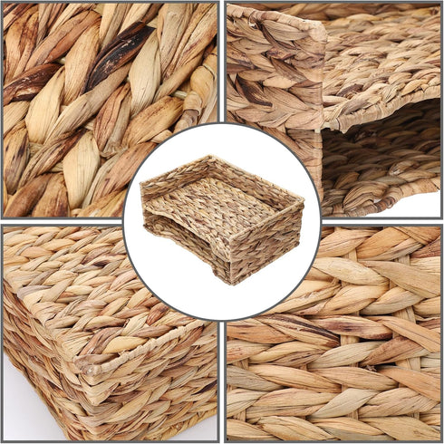 BTSKY 2 Tier Water Hyacinth Letter File Storage Basket, Woven Paper Organizer Tray for Desk Document and Office Paper