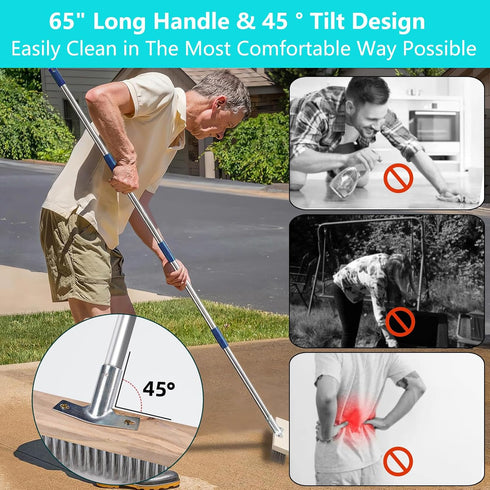 Enwomaty 62" Concrete Scrub Brush - Concrete Brush Wire Broom with Long Handle - Deck Brushes for Scrubbing Heavy Duty