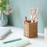 U Brands Woven Pencil Cup, Rattan-Inspired Wicker Style Office Organization Supplies, 1 Count