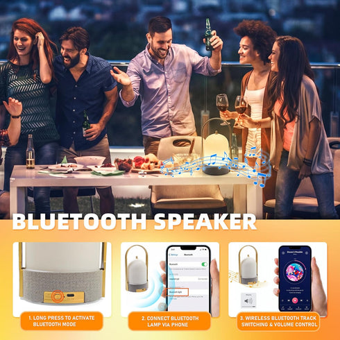 3 Dimmable 1 Pack LED Table Lamps Wireless with Bluetooth Speaker, USB-Powered Music Table Lamp with Light Modes