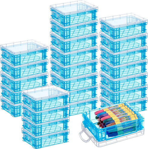 Suzile 25 Pcs Stackable Plastic Crayon Boxes with Snap Lids, Crayon Storage Organizer for Art Crafts Classroom