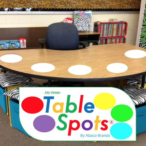 Table Spots Dry Erase Dots - 10 Pack Large 12" Circles for Classroom Tables, Premium Vinyl, No Staining, White