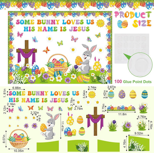 Pasimy Easter Bulletin Board Decorations Set, Christian Easter Classroom Decorations for Spring Birthday Party