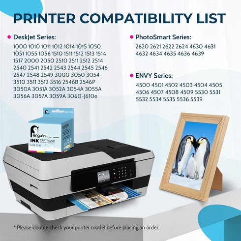 Penguin 61XL High Yield Remanufactured Ink Cartridges for HP 61 XL Envy 4501 4502 4500 5530 (1 Black, 1 Color) Combo