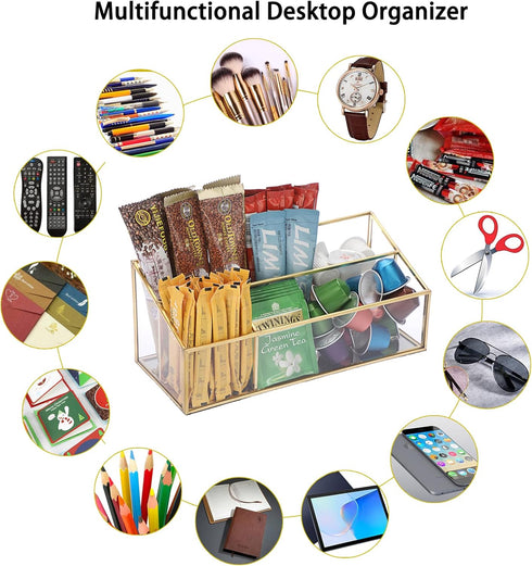 Sumnacon Glass Mail Organizer, Gorgeous Desk Makeup Brush Holders, Modern Countertop Organizer for Living Room Kitchen