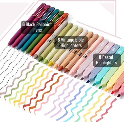 Mr. Pen Bible Journaling Kit, 24 PCS, No Bleed Highlighters and Pens, Bible Study Supplies, Journaling Kit