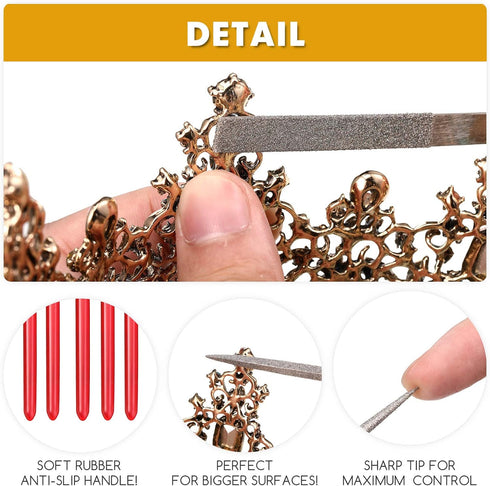 Miniature and Model Files - 9 Piece Diamond File Set (Round, Flat, Triangular)