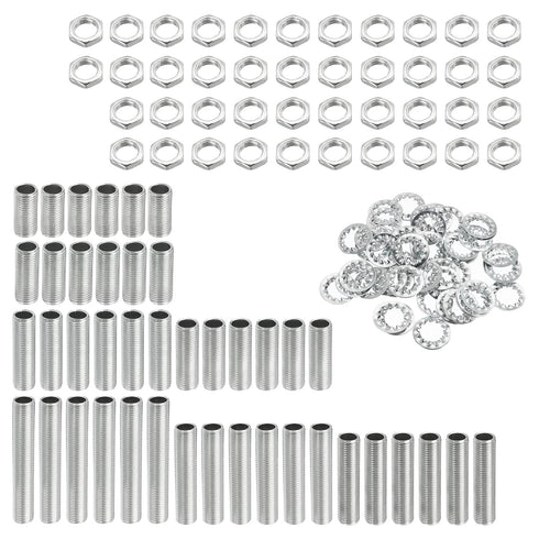MECCANIXITY Lamp Pipe Kit with Lock Nuts, Teeth Washers, 1/8IP Thread Fasteners Assortment, Pack of 126