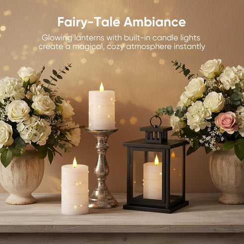 11-Key 3D Set 2, Amagic Flameless Candles with Embedded String Lights, Remote & Timer, Wick Real Wax Battery Operated