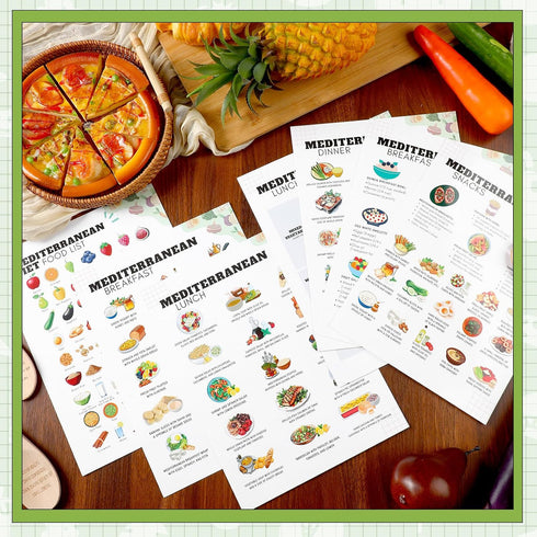 Sinload 12 Pcs Mediterranean Diet Meal Plan Mediterranean Food List Grocery List Health Food Guide for Beginners