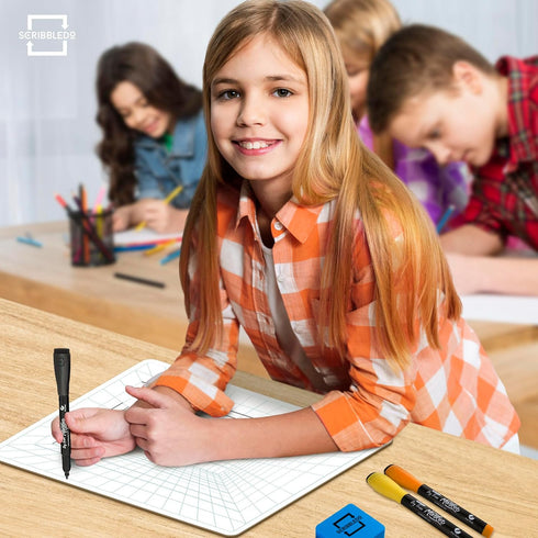 SCRIBBLEDO 11”x14” 1 Point Perspective Grid Dry Erase Board, Double-Sided Graphing Charts for Home School