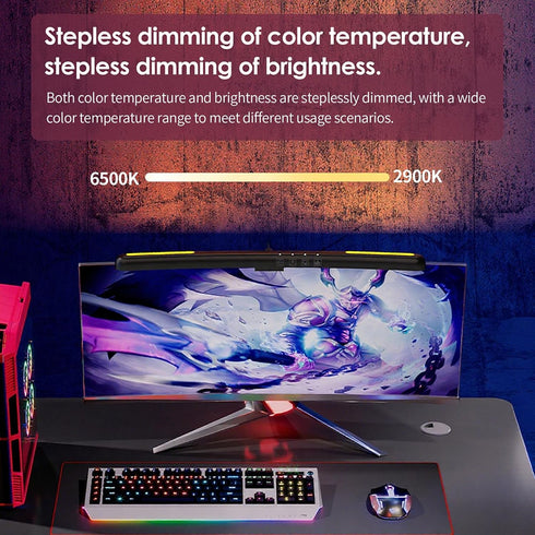 Dimmable BY-J Computer Monitor Light Bar, Eye-Care USB Reading LED Task Lamp with Touch Control, Fit for Curved