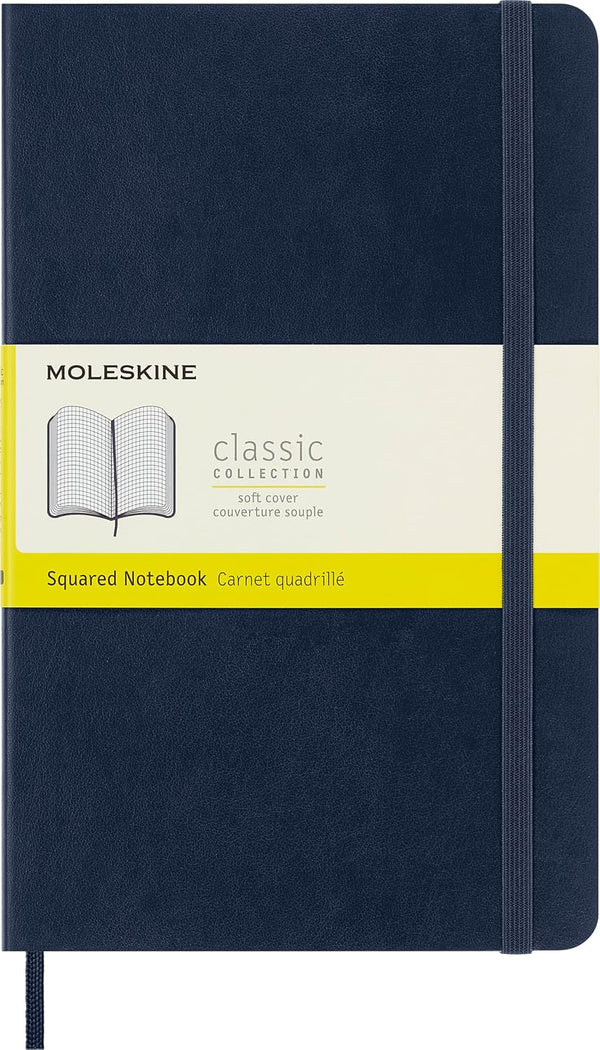 Moleskine Classic Notebook, Soft Cover, Large (5" x 8.25") Squared/Grid, 192 pages Sapphire Blue