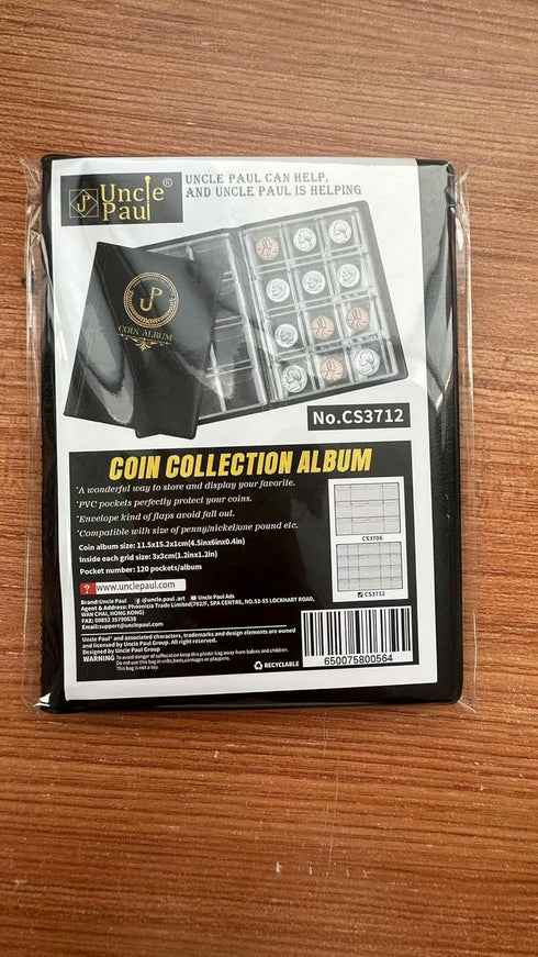 Uncle Paul Coin Album, Coin Holder Coin Collection Book for Penny/Nickel/Dime/One Pound/20 Pence/10 Pence, 120 Pockets