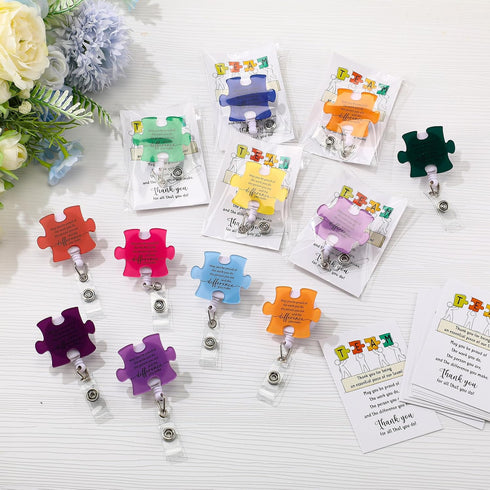 ReliThick 40 Set Employee Appreciation Gifts Bulk, Puzzle Badge Reel with Thank You Cards, Retractable ID Badge Holder