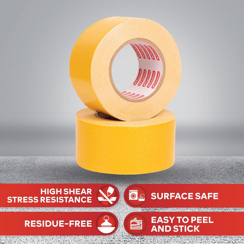 XFasten Double Sided Woodworking Tape 1/2" x 36 Yards (4-Pack) - Removable & Residue Free Woodworker Tape