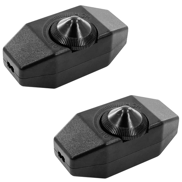 Upgraded UL-Certified 2-Pack Inline Dimmer Switch, Full Range Rotary Cord Switch Replacement