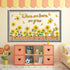 Sunflower Bulletin Board Decoration Set, Summer Sun Flower Cutouts with Motivational Sayings, Butterflies, Fences for