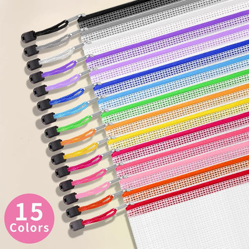 EVERECO 30 Pack A3 (16.7x12 Mesh Zipper Pouch Bags in) - Large Plastic Zipper Pouches for Organizing, Board Game