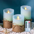 Ocean Blue Flameless Candles, Nautical Themed Led Pillar Candles with Remote &