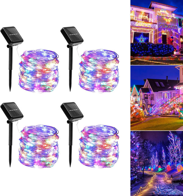 Galavasen Solar Fairy Lights Outdoor Waterproof, 2 Pack 112Ft 300LED Color Changing Solar