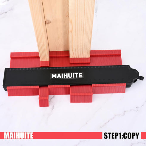10" Adjustable Contour Duplication Gauge - Copy Irregular Shape for Woodworking, DIY Handyman Tool (RED)