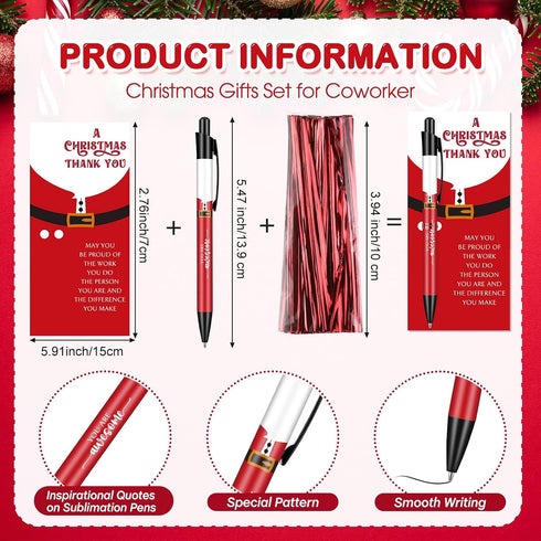 Sayglossy 48 Sets Christmas Employee Appreciation Gifts Bulk, Santa Claus Sublimation Pens with Inspirational Ballpoint