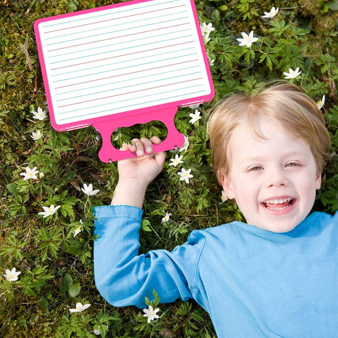 Small Dry Erase White Board with Stand, Double Sided for Kids, Portable Mini Whiteboard with Lines & Holder