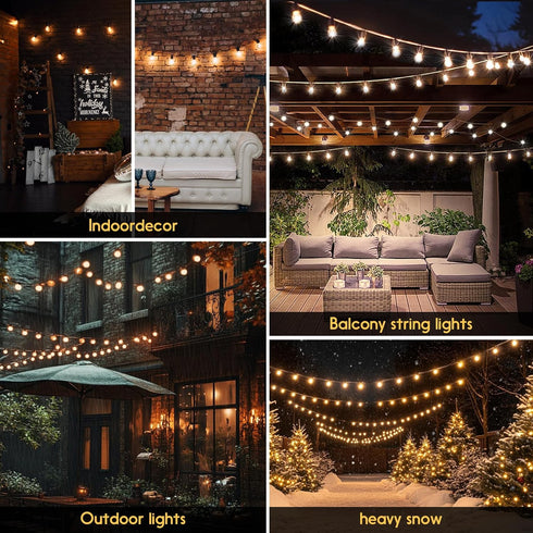 100ft G40 Bulbs(34+3 Bulbs), Outdoor String Lights LED Hanging Globe Patio Lights with Shatterproof Spring Easter Gift