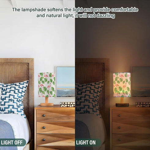 ALAZA Flamingo Tropical Palm Leaves Bedside Table Lamp for Bedroom Living Room Nightstand LED Light Lamps,Bedside Lamps